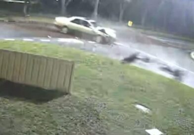 Dirt bike hits Camry in dramatic collision caught on CCTV