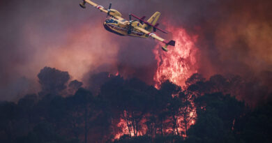Greece wildfire in pictures: Firefighters battle blaze worsened by 100km per hour winds Greece wildfire in pictures: Firefighters battle blaze worsened by 100km per hour winds